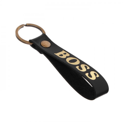 Брелок для автомобильного ключа, ремешок, натуральная кожа, черный, босс (производитель не указан)