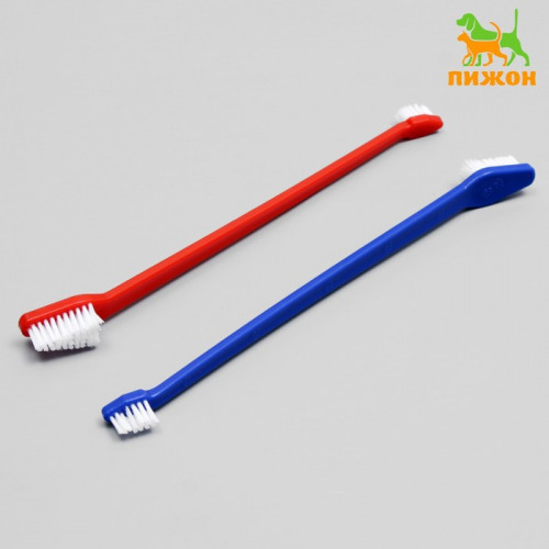 Зубная щётка двухсторонняя, набор 2 шт, красная и синяя Пижон