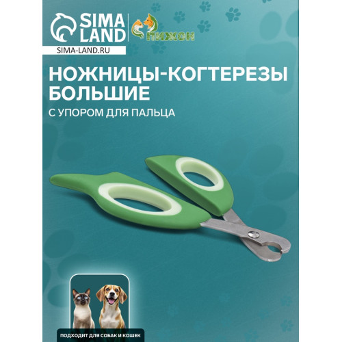 Ножницы-когтерезы большие с упором для пальца, 15,4 х 7 х 0,5 см, эконом, микс цветов Пижон