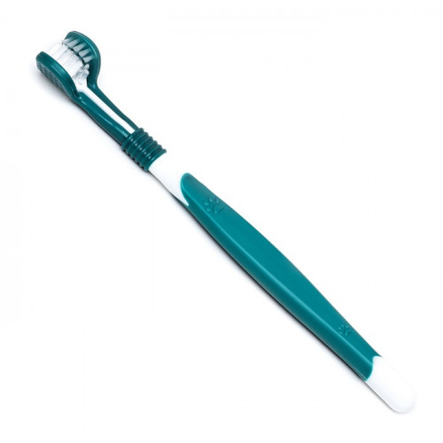 Зубная щётка для животных 360 градусов, зелёная/белая, 17,5 см Пижон