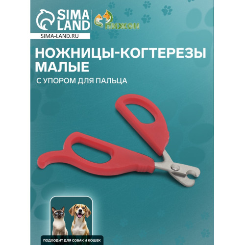 Ножницы-когтерезы малые с упором для пальца, 10 х 5 х 0,5 см, эконом, микс цветов Пижон