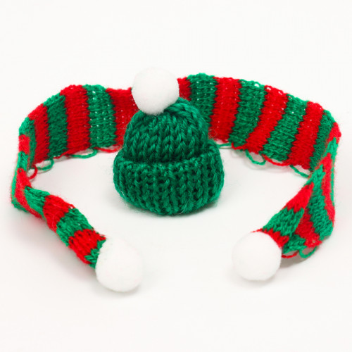 Вязанные шапка и шарфик для игрушек «Снежный день» (производитель не указан)