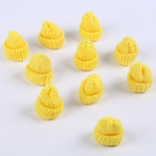 Шапка для игрушек вязаная, набор 10 шт., цвет жёлтый, размер 1 шт. — 3 × 4 см (производитель не указан)