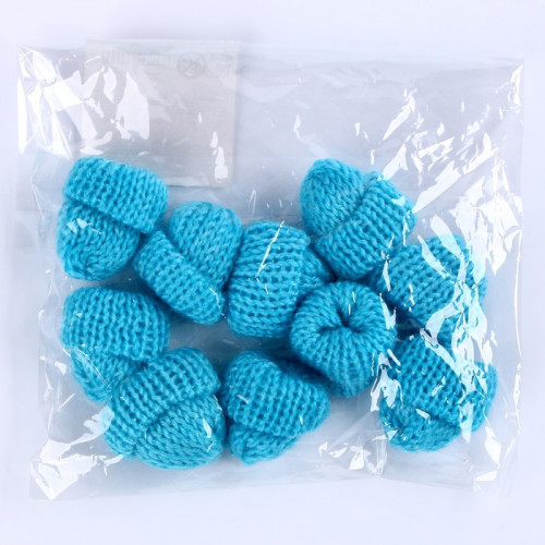 Шапка для игрушек вязаная, набор 10 шт., цвет голубой (производитель не указан)
