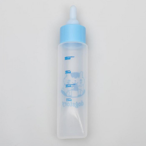 Бутылочка для вскармливания грызунов 30 мл с силиконовой соской (короткий носик), голубая (производитель не указан)