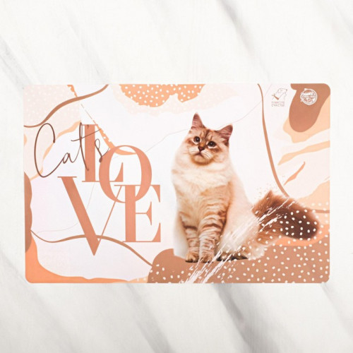 Коврик под миску Cat's love, 43х28 см Пушистое счастье