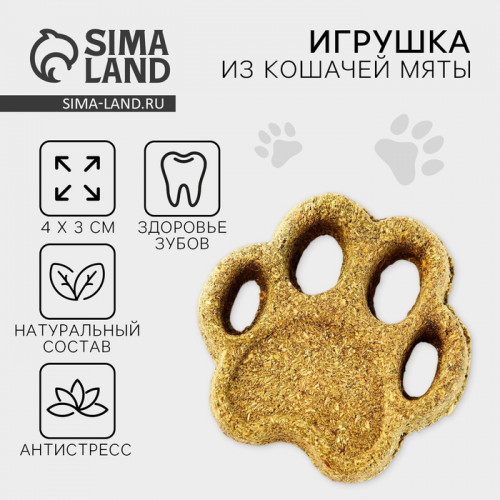 Игрушка для кошек «Лапа» из кошачьей мяты, 5,5 х 1,5 см Пушистое счастье