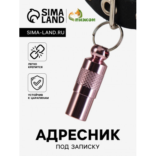 Адресник-капсула под записку, 0,9 х 2,75 см, розовый Пижон