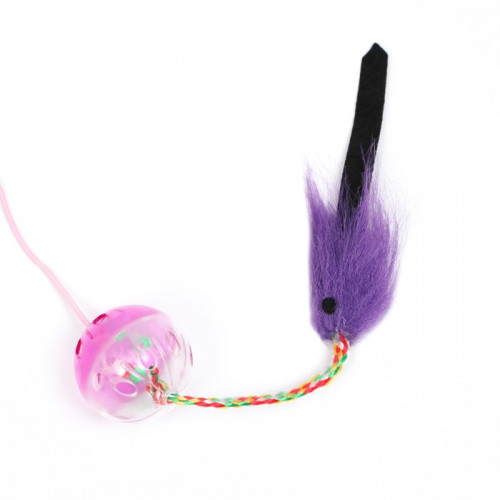 Дразнилка-удочка с шар-погремушкой и хвостиком, 49 см, микс цветов Пижон