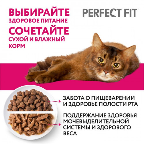 Влажный корм Perfect Fit для стерилизованных кошек, индейка/паштет, пауч,  75г Perfect Fit