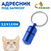 Адресник - капсула под записку, 2,2 х 1,3 см, синий Пижон