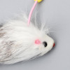 Дразнилка-удочка с мышью из натурального меха с перьями, микс цветов Пижон