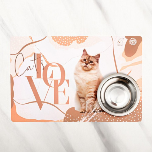Коврик под миску Cat's love, 43х28 см Пушистое счастье
