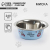 Миска для кошек и собак из нержавеющей стали «После вкусного обеда», 240 мл, 11 х 4 см Пушистое счастье