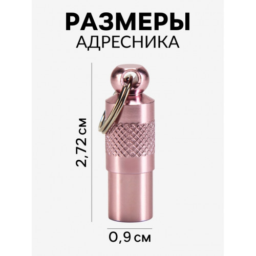 Адресник-капсула под записку, 0,9 х 2,75 см, розовый Пижон