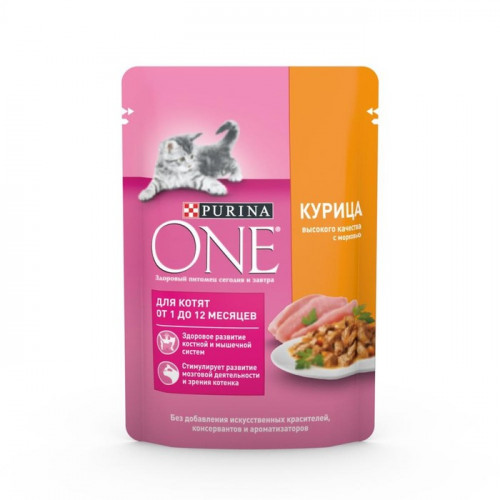 Влажный корм Purinа One для котят, курица/морковь, 75 г Purina ONE
