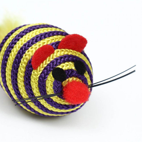 Шарик-мышь из текстиля с перьями, 4,2 см, фиолетовая Пижон