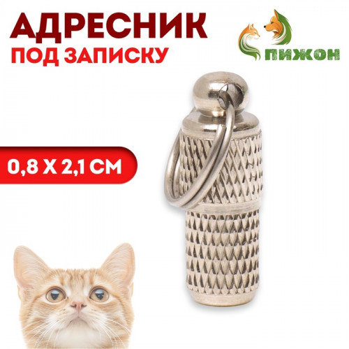 Адресник - капсула под записку, рельефный, 0,8 х 2,1 см Пижон