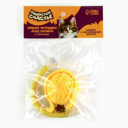Игрушка для кошек. Набор игрушек мататаби и клубок, желтый цвет