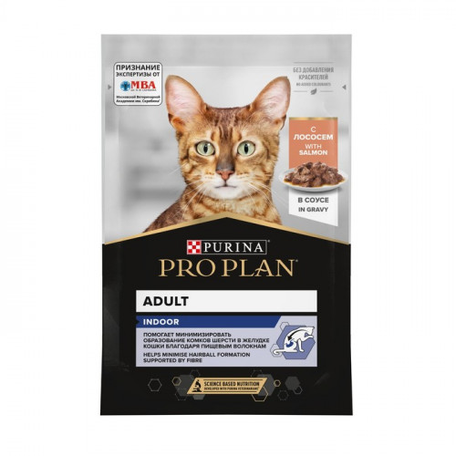 Влажный корм PRO PLAN для домашних кошек, лосось в соусе, пауч, 85 г Pro Plan