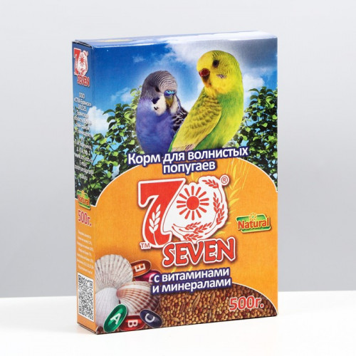 Корм Seven Seeds для волнистых попугаев, с витаминами и минералами 500 г Seven Seeds