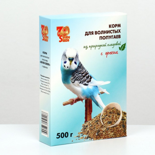 Корм Seven Seeds для волнистых попугаев, с орехами, 500 г Seven Seeds