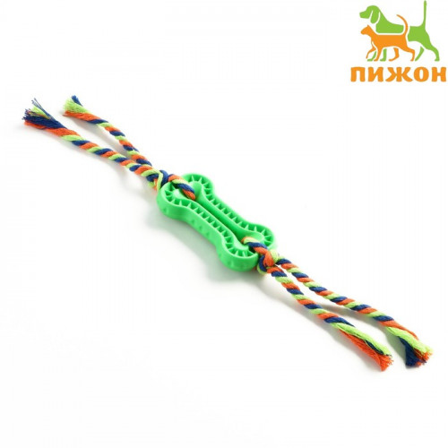 Игрушка жевательная с канатом, 11 х 5,5 см, зелёная Пижон