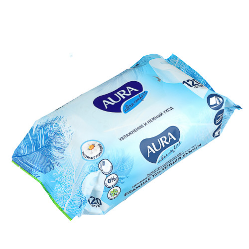 Туалетная бумага влажная AURA Ultra Comfort без крышки, 120шт Aura
