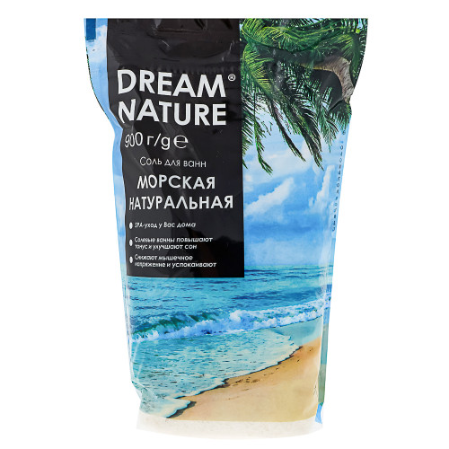 Соль для ванн DREAM NATURE "Морская натуральная", пакет, 900г Dream Nature