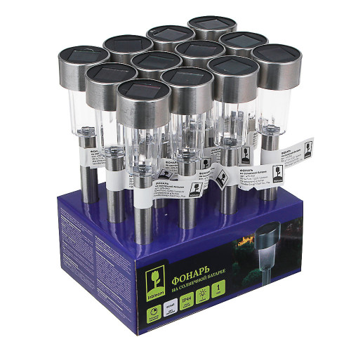 INBLOOM Фонарь на солнечной батарее, 30х4.7см, 1LED, белый, 1.2V 40mAh Ni-MH, пластик, нерж.сталь INBLOOM