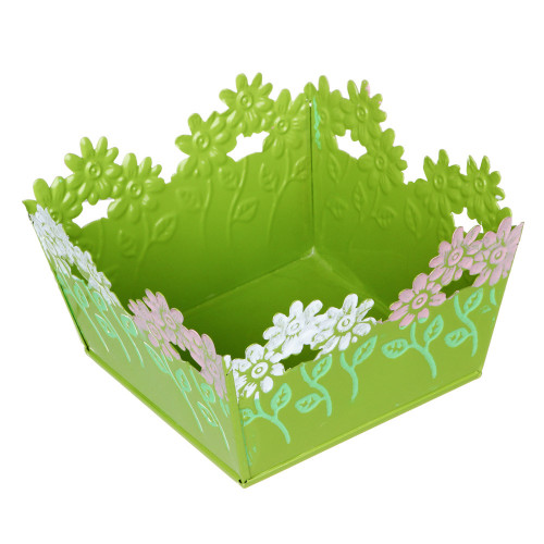 INBLOOM Кашпо квадратное цветочный край 14х14х8см, металл INBLOOM