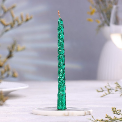 Набор свечей витых, 1,5х 15 см, 3 штуки, зелёный блистер Дарим Красиво
