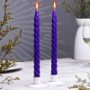 Набор свечей витых, 2,2х 25  см, лакированная 2 штуки, фиолетовый Дарим Красиво