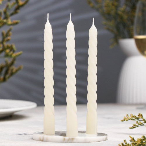 Набор свечей витых, 1,5х 15 см, 3 штуки, белый блистер Дарим Красиво