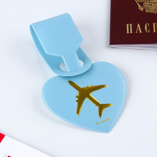 Бирка на чемодан в виде сердца, голубая (производитель не указан)