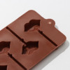 Форма силиконовая для леденцов Доляна «Поцелуй», 24×9,4×1,5 см, 6 ячеек (4×2,4 см), с палочками, цвет коричневый Доляна