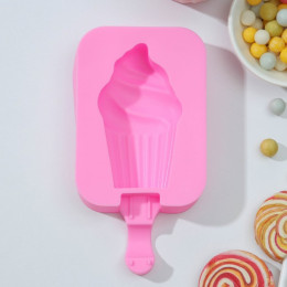 Форма для мороженого Доляна «Капкейк», 14×7,5×2,5 см, цвет розовый