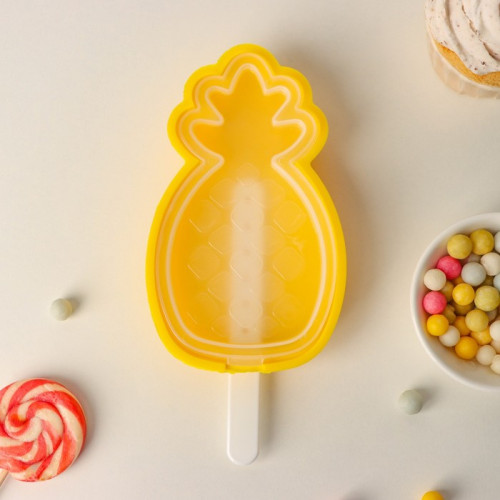 Форма для мороженого с крышкой Доляна «Ананас», 14×8,5×2,5 см, цвет жёлтый Доляна