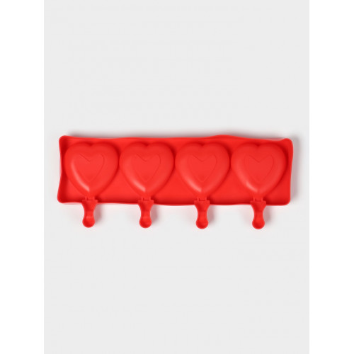 Форма для мороженого «Сердца», силикон, 37×15×2.5 см, 4 ячейки (9.2×8.4 см), МИКС (производитель не указан)
