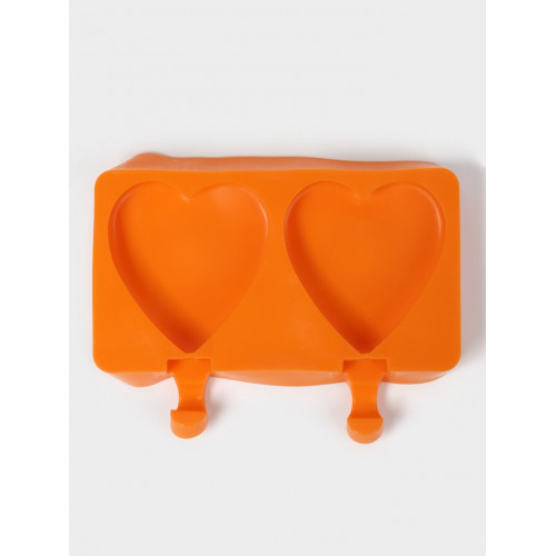 Форма для мороженого «Сердечко», силикон, 19.5×14×2.5 см, 2 ячейки (8.4×9 см), МИКС (производитель не указан)