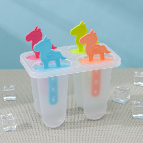 Форма для мороженого «Цветной единорог», 12,5×8×14 см, 4 ячейки, цвет МИКС (производитель не указан)