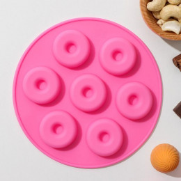 Форма силиконовая для украшений Доляна «Пончики», 15,5×1,3 см, 7 ячеек, цвет МИКС