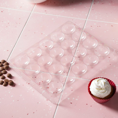 Форма для шоколада и конфет «Полусфера», 23,6×18,8 см, 20 ячеек (4×4×1,8 см) (производитель не указан)
