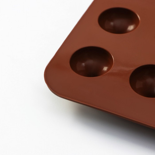 Форма силиконовая для шоколада Доляна «Трюфель», 20,5×10,5 см, 15 ячеек (d=2,2 см), цвет коричневый Доляна