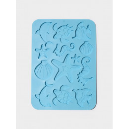 Форма для шоколада Доляна «Морская история», силикон, 23×16×0.5 см, 13 ячеек, голубая