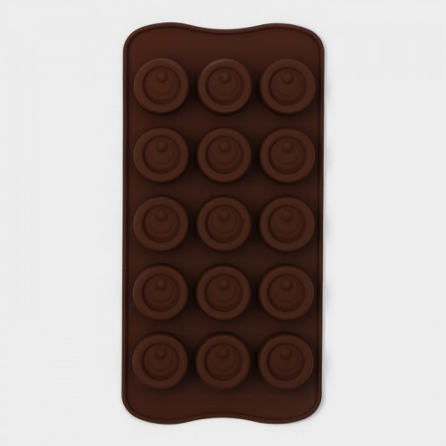Форма для шоколада Доляна «Шоколадное удовольствие», 22×10×1,5 см, 15 ячеек (2,8×2,2 см), цвет шоколадный Доляна