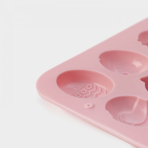 Форма силиконовая для кондитерских украшений Доляна «Пасхальные кролики», 19×12,5×1 см, 18 ячеек, цвет розовый Доляна