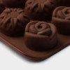 Форма для шоколада Доляна «Клумба цветов», 20,5×10,5×1,5 см, 15 ячеек, цвет коричневый Доляна