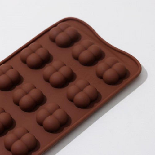 Форма для шоколада Доляна «Креоль», 21×10,5×2,5 см, 15 ячеек, цвет коричневый Доляна