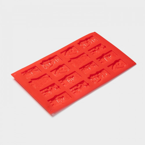 Форма для конфет и шоколада новогодняя Доляна «Рождество», силикон, 30×17 см, 16 ячеек, красная Доляна